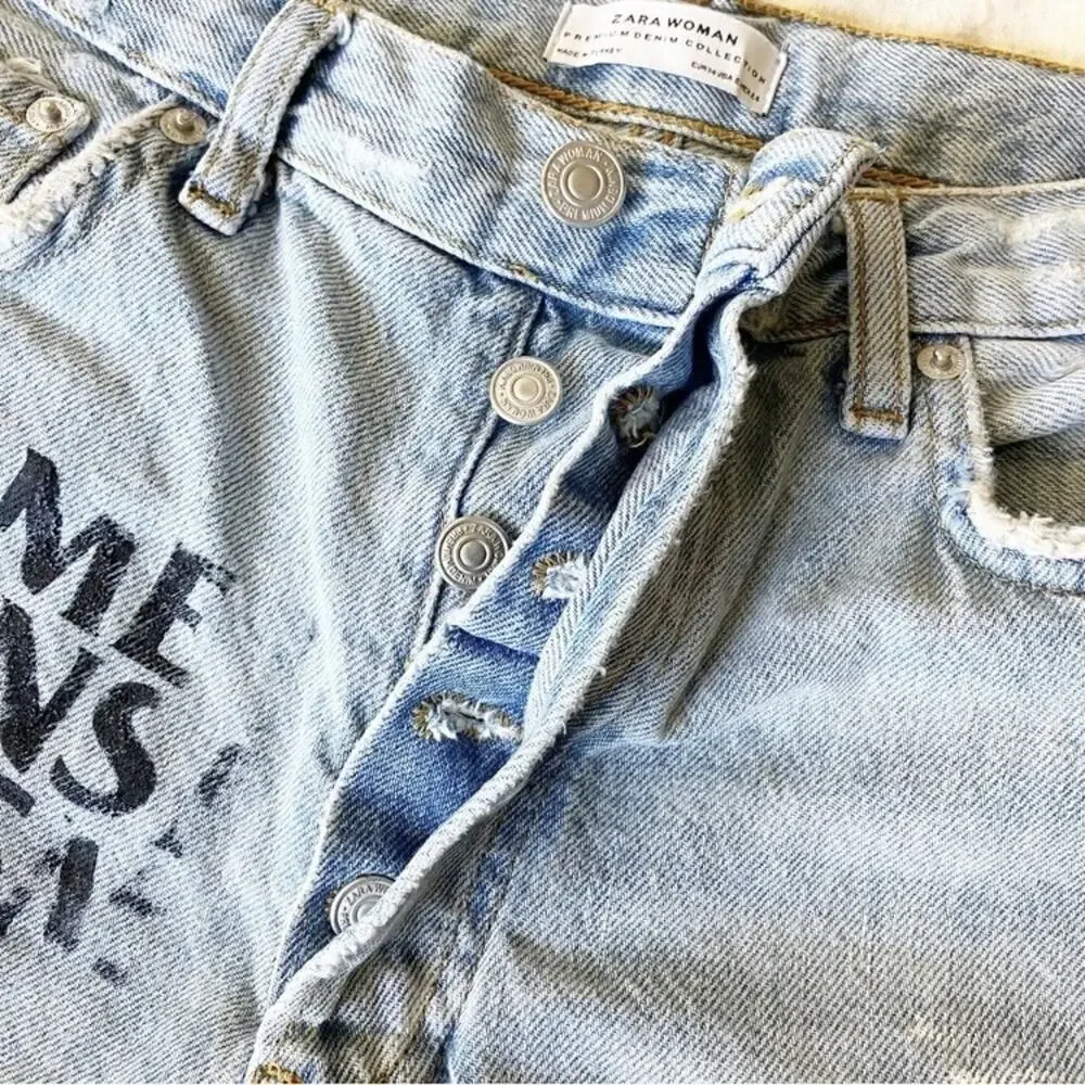 Zara 2 Jeans Femmes Against Trump Fascism LGBTQ Allies Femme - Picture 7 of 8